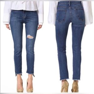 Frame Le High Straight Distressed Stretchy Jeans Raw Hem Casual Size 28